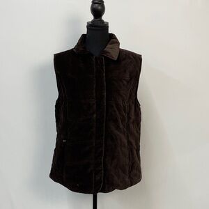 Tweeds Women's Brown Quilted Vest, Velveteen, Size L